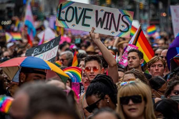 gay pride month celebration love wins banner
